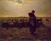 Jean-Franc Millet Shepherdess with her flock Spain oil painting reproduction